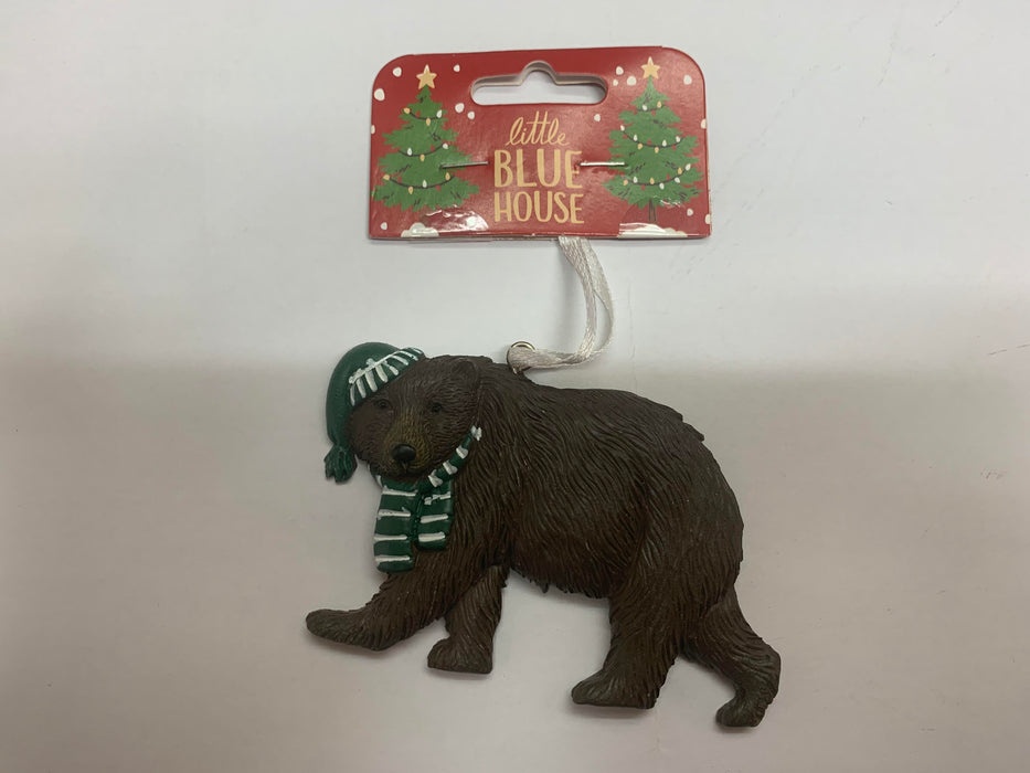 Little Blue House Christmas Ornament Brown Bear