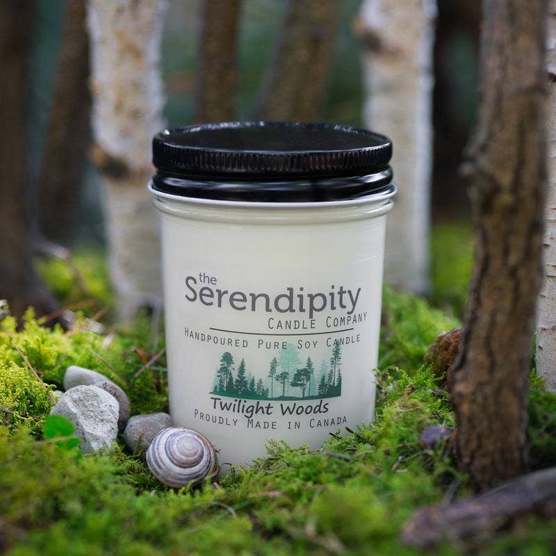 The Serendipity Soy Candle Company 8 oz Mason Jar Candle Twilight Woods