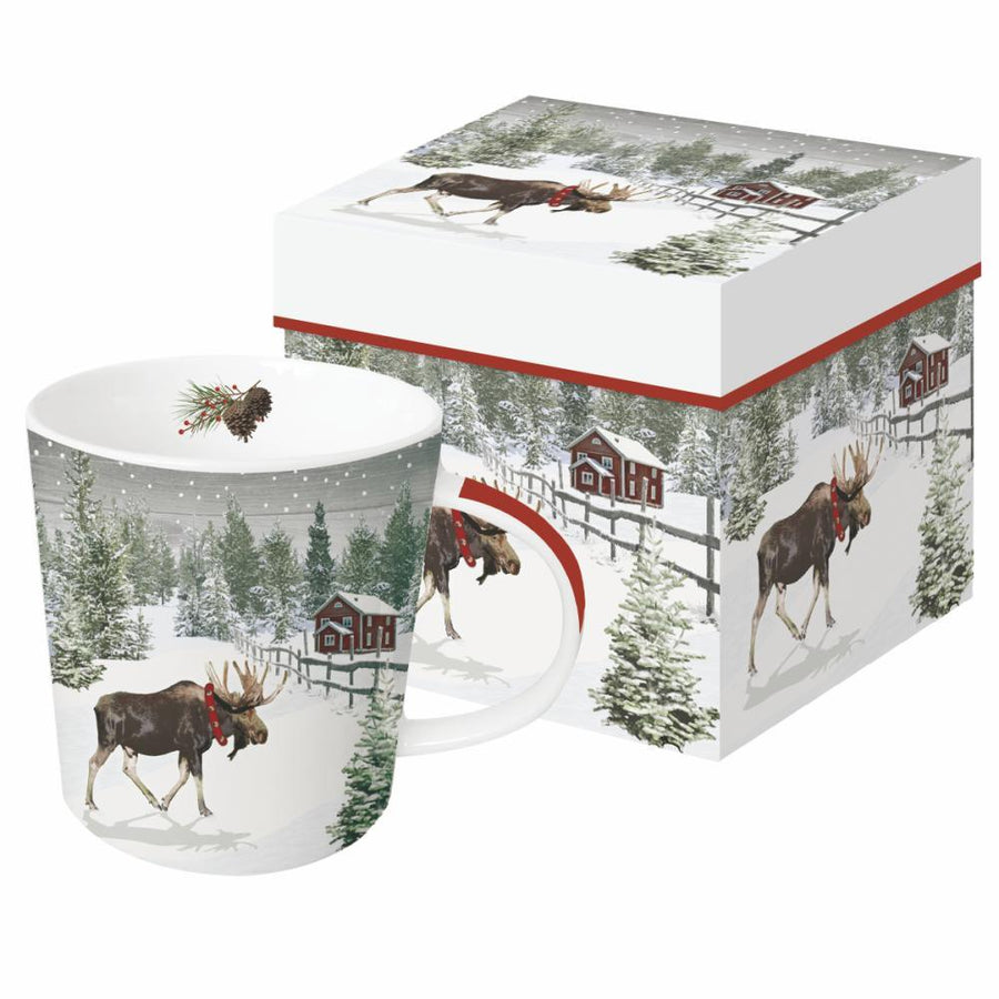 PPD New Bone China Mug in Giftbox Wintry Moose