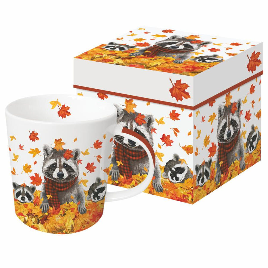 PPD New Bone China Mug In Giftbox Fall Raccoons