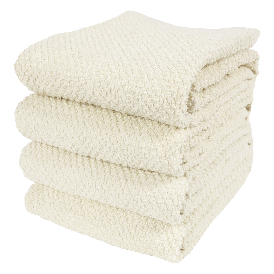 KAF Home Deluxe Popcorn Terry Kitchen Towels Set Of 4 Alabaster