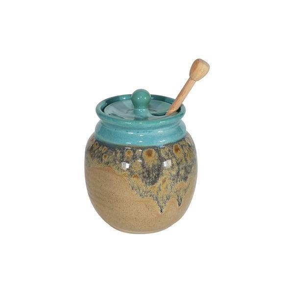Clay In Motion Honey Pot With Dipper - Island Oasis