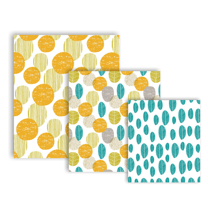 Danesco Beeswax Food Wraps Set Of 3 Geo Leaves