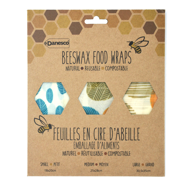 Danesco Beeswax Food Wraps Set Of 3 Geo Leaves