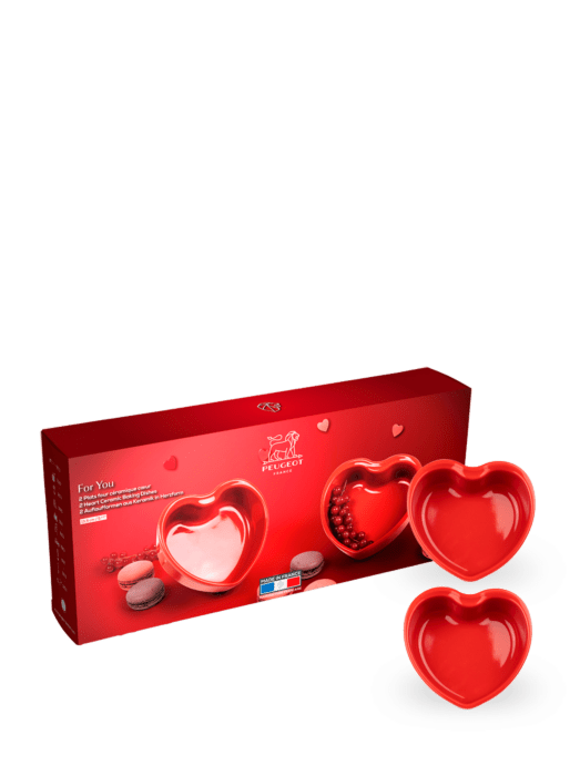 Peugeot Appolia Set Of 2 Heart Ramekins Red