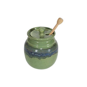 Clay In Motion Honey Pot With Dipper - Misty Green