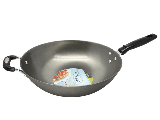 EMF Traditional Flat Bottom Cast Iron Wok 34CM