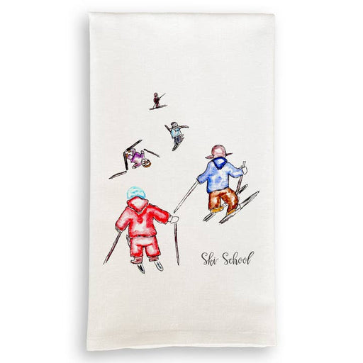 French Graffiti Dishtowel Ski School - Bear Country Kitchen