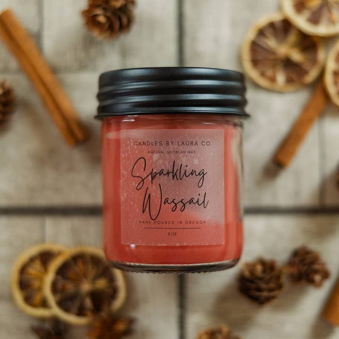 Candles By Laura 8OZ Soy Jar Candle Sparkling Wassail