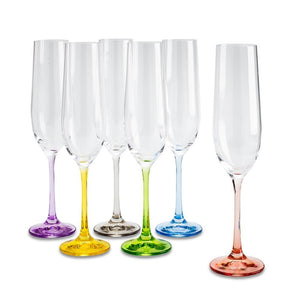 Bohemia Crystal Champagne Flute Set Of 6 Assorted