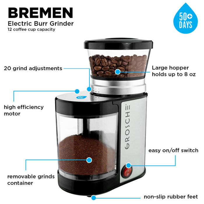 Grosche Electrical Burr Coffee Grinder Bremen