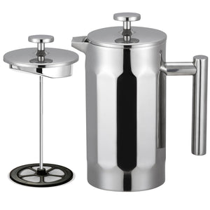 Cuisinox Stainless Steel Double-Walled Coffee Press Edges