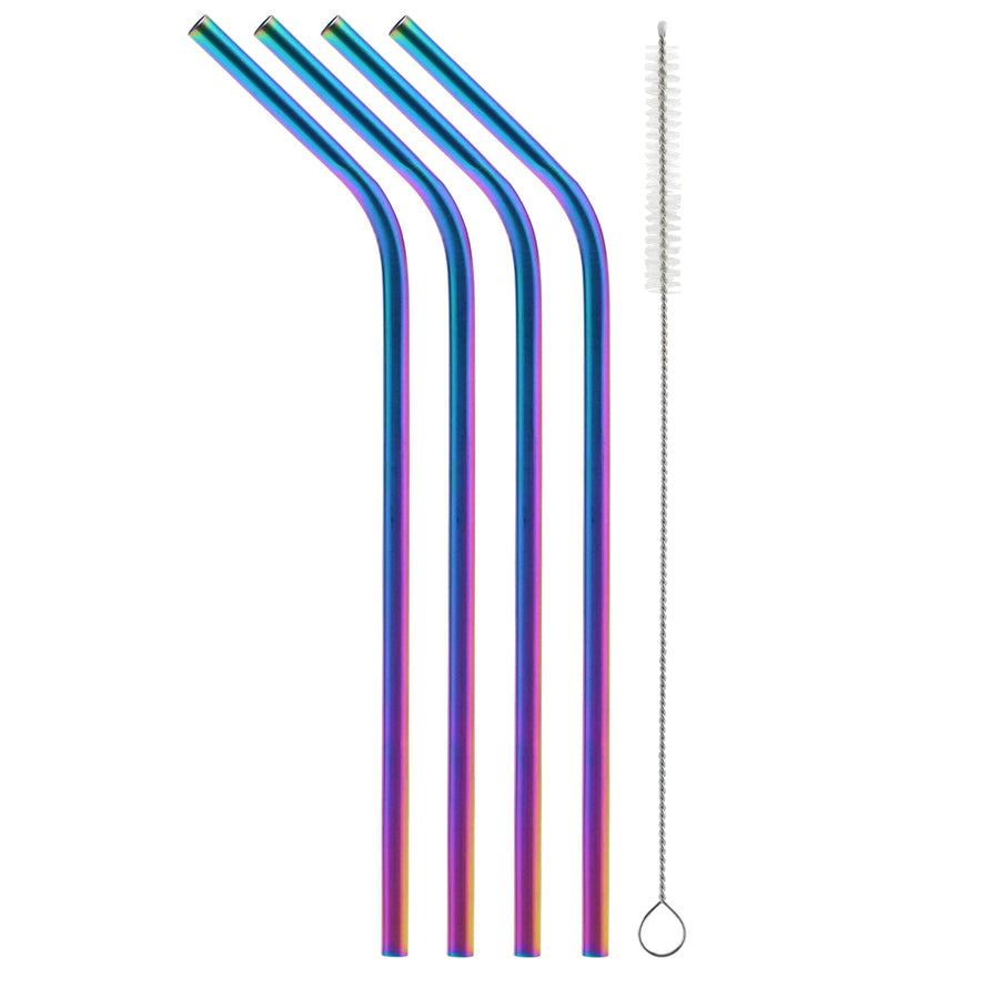 Abbott Set Of 4 Curved Straws Metallic