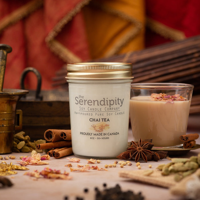 The Serendipity Soy Candle Company 8 Oz Mason Jar Candle Chai Tea