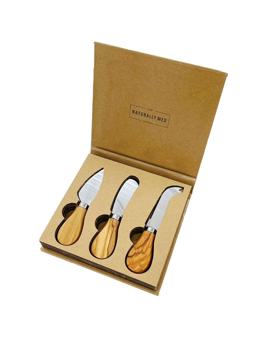 Naturally Med Mini Cheese Knife Set With Olive Wood Handles Set/ 3
