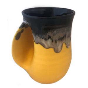 Clay In Motion Hand Warmer Mug Left Hand - Black Yellow