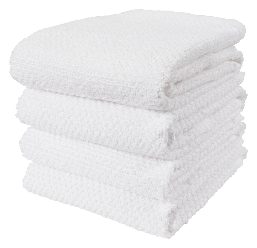 KAF Home Deluxe Popcorn Terry Kitchen Towels Set Of 4 White