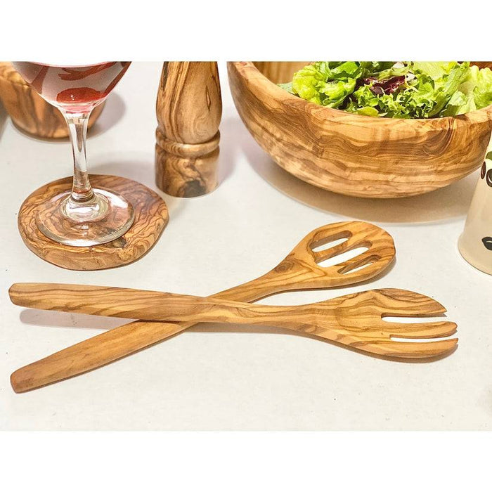 Natural Olive Wood Salad Serving Set