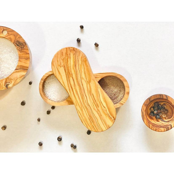 Natural Olive Wood Salt & Pepper Keeper