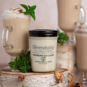 The Serendipity Soy Candle Company 8 0z Mason Jar Candle Peppermint Chai Latte