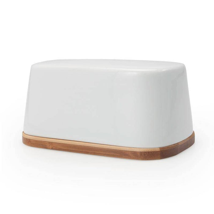 BIA Cordon Bleu Butter Dish White With Bamboo Bottom