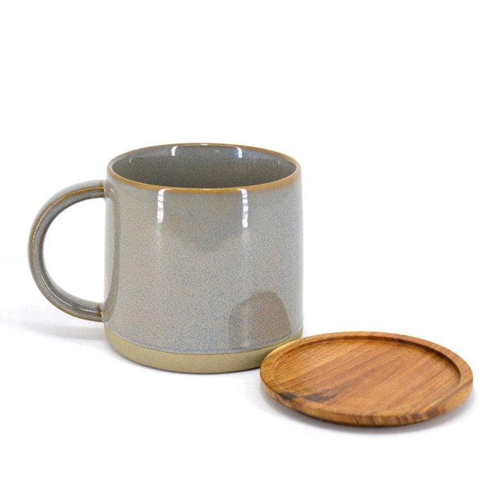 BIA Reactive Glaze Mug with Acacia Lid