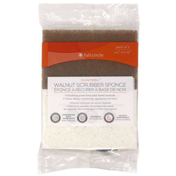 Full Circle Walnut Scrubber Sponge Set/ 2