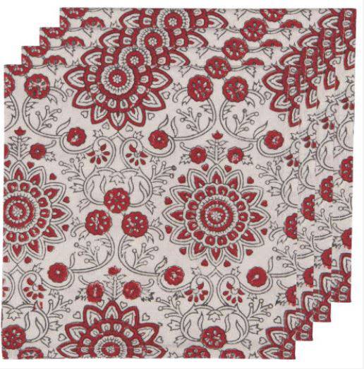 Danica Heirloom Block Print Napkins Set/4