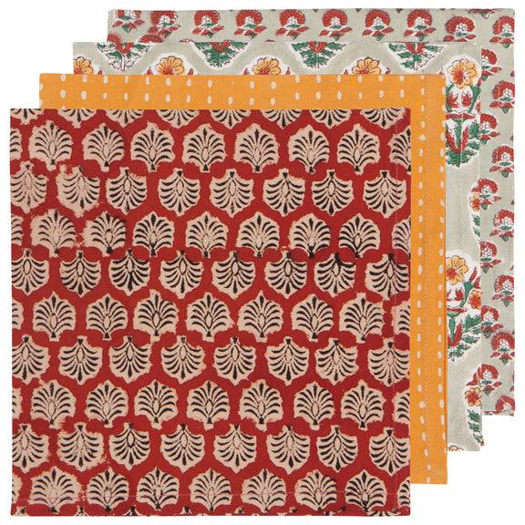 Danica Heirloom Block Print Napkins Set/4