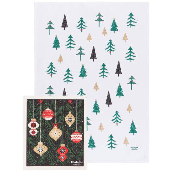 Danica Ecologie Swedish Sponge Cloth & Dishtowel Set Festive Forest