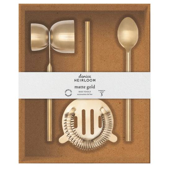 Danica Heirloom Set Of 3 Bar Tools Matte Gold