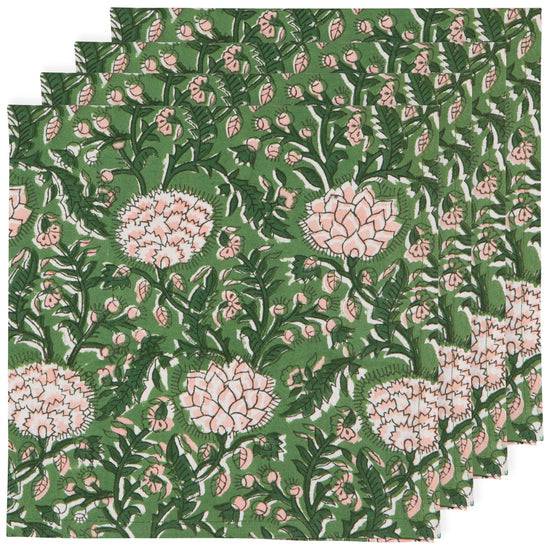 Danica Heirloom Block Print Napkins Peony Set Of 4