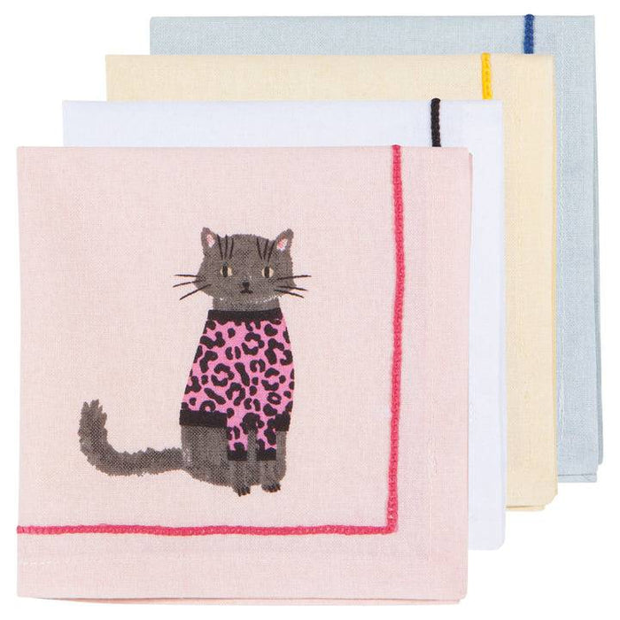 Danica Now Designs Jubilee Cocktail Napkin Set Of 4 - Feline Fine