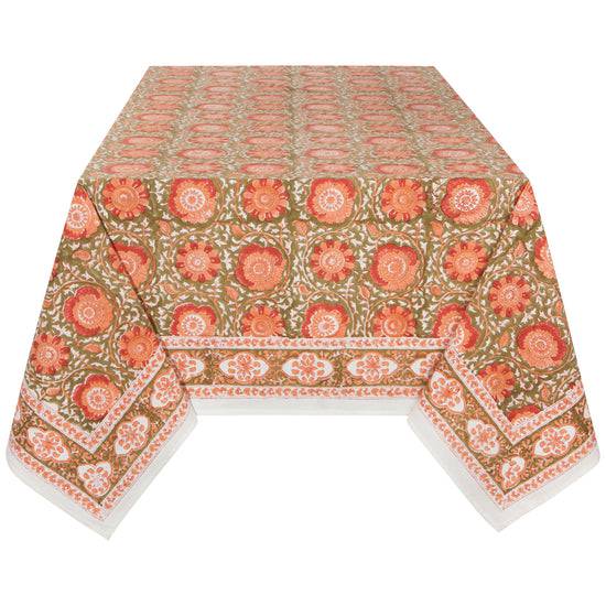 Danica Heirloom Block Print Tablecloth Zinnia