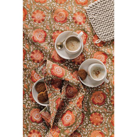 Danica Heirloom Block Print Tablecloth Zinnia