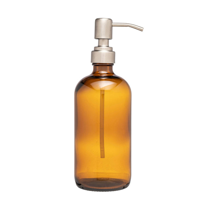 Again Amber Glass Soap Pump Bottle