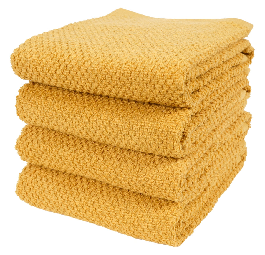 KAF Home Deluxe Popcorn Terry Kitchen Towels Set Of 4 Camel