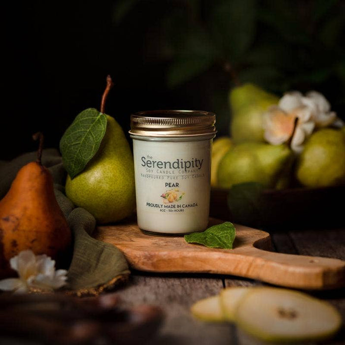The Serendipity Soy Candle Company 8 oz Mason Jar Candle Pear