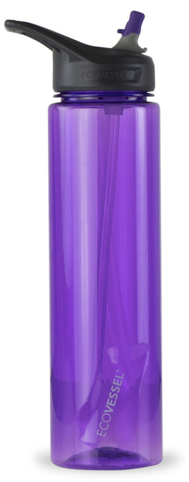 Eco Vessel Wave Sports Water Bottle With Silicone Straw Purple
 32OZ