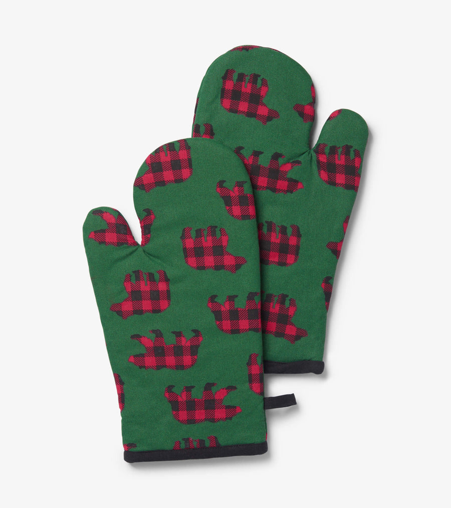 Little Blue House Oven Mitts Plaid Bears Set Of 2