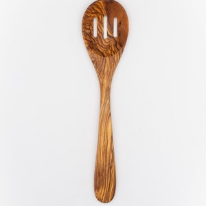 Natural Olive Wood Slotted Spoon
