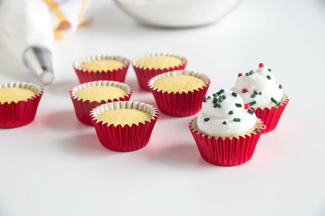 48 Mini Baking Cups - Red Foil