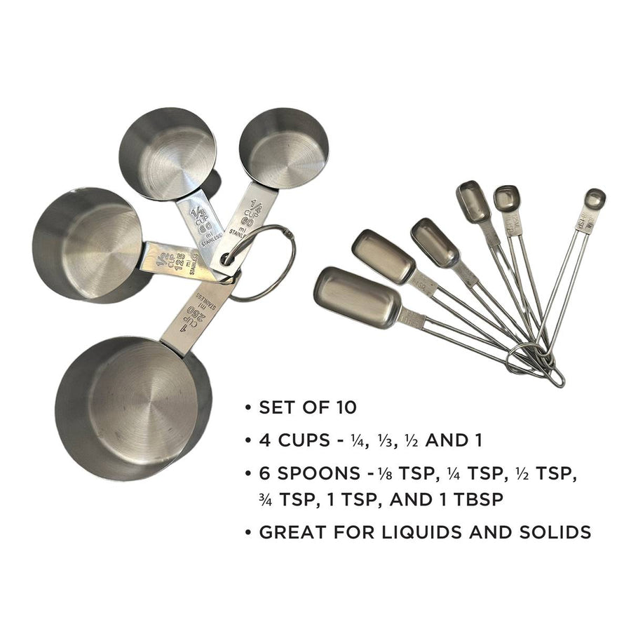 Foxrun Stainless Steel Measuring Cup & Spoon Set 10 Piece