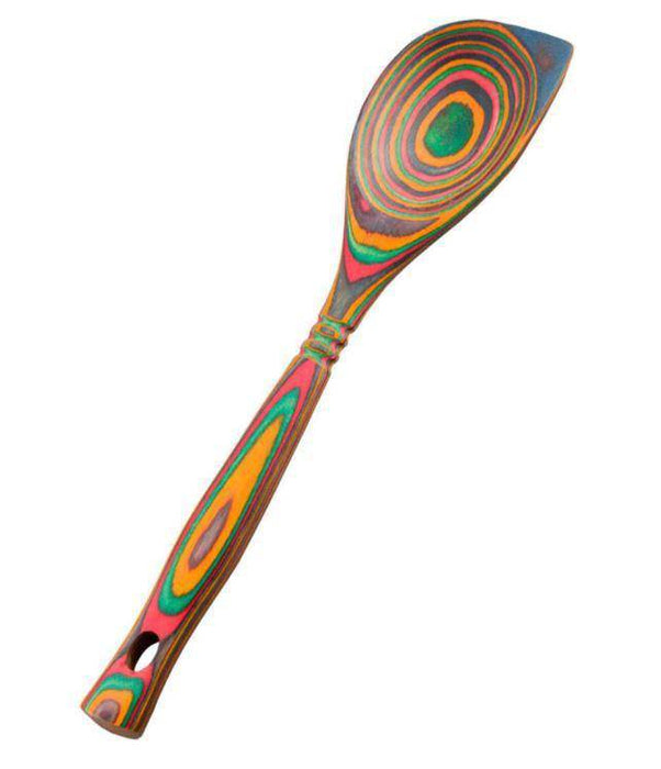 Island Bamboo 12" Pakkawood Corner Spoon - Rainbow