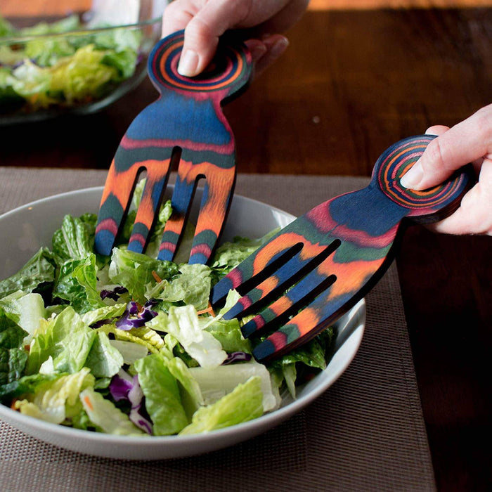 Island Bamboo Pakkawood Salad Hands - Rainbow