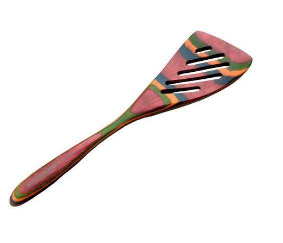 Island Bamboo Pakkawood Mini Slotted Spatula Rainbow 21CM