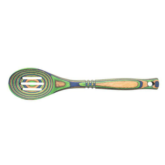 Island Bamboo Pakkawood Slotted Spoon Peacock 30CM