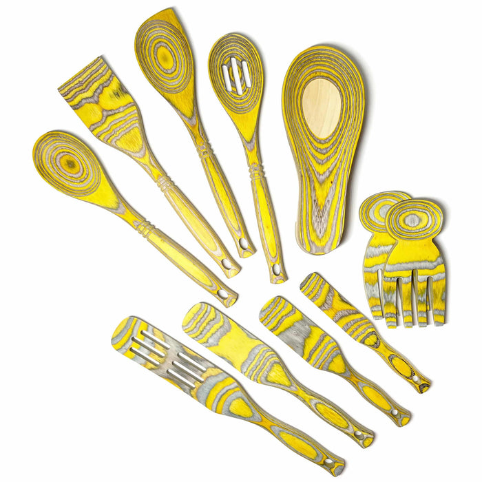 Island Bamboo Pakkawood Slotted Spoon Yellow 30CM