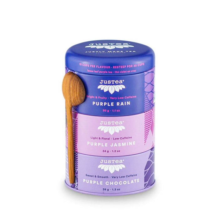 JUSTEA Variety Trio Loose Leaf Tea Tin Purple Tea