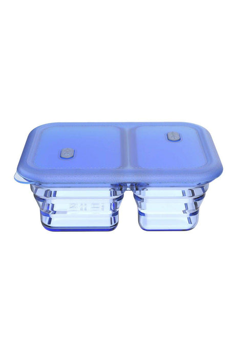 Minimal Collapsible Silicone Food Container 1200ML Blue 2 Compartments